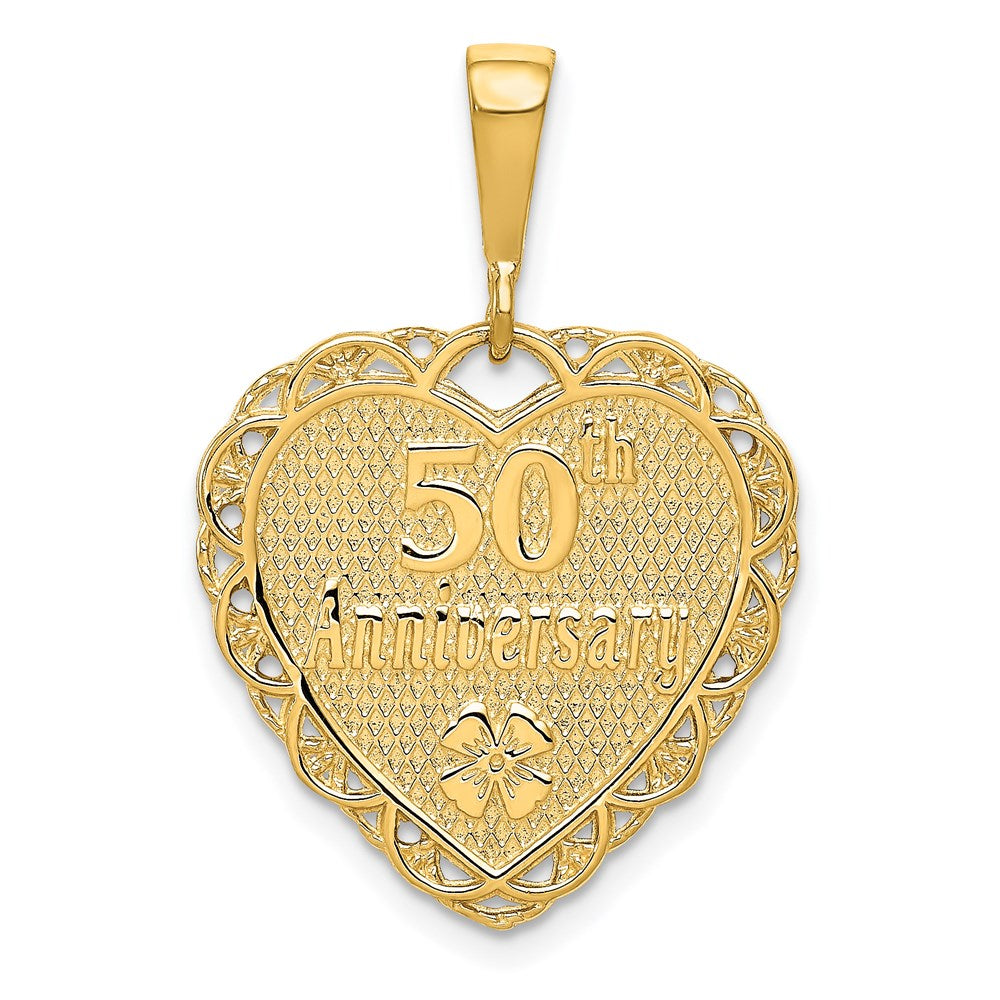 14k Reversible 50th ANNIVERSARY / OUR LOVE GROWS STRONGER EVERY YEAR Charm, 28 x 20 mm