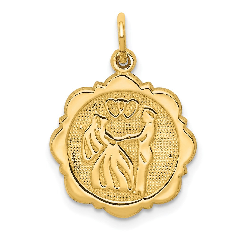 14k Bride and Groom Textured Back Charm, 20 x 15 mm