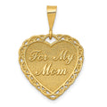 14k Reversible FOR MY MOM / WORDS SAY SO LITTLE Heart Charm, 28 x 18 mm