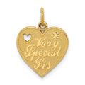 14k VERY SPECIAL SIS Heart Charm, 20 x 14 mm