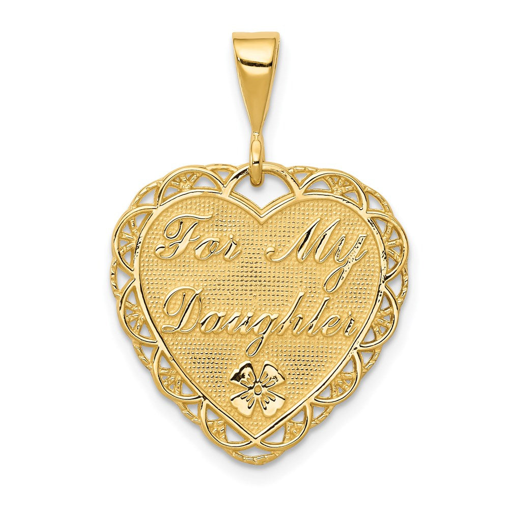 14k Reversible FOR MY DAUGHTER / YOU ARE MY PRIDE AND JOY Heart Charm, 29 x 20 mm