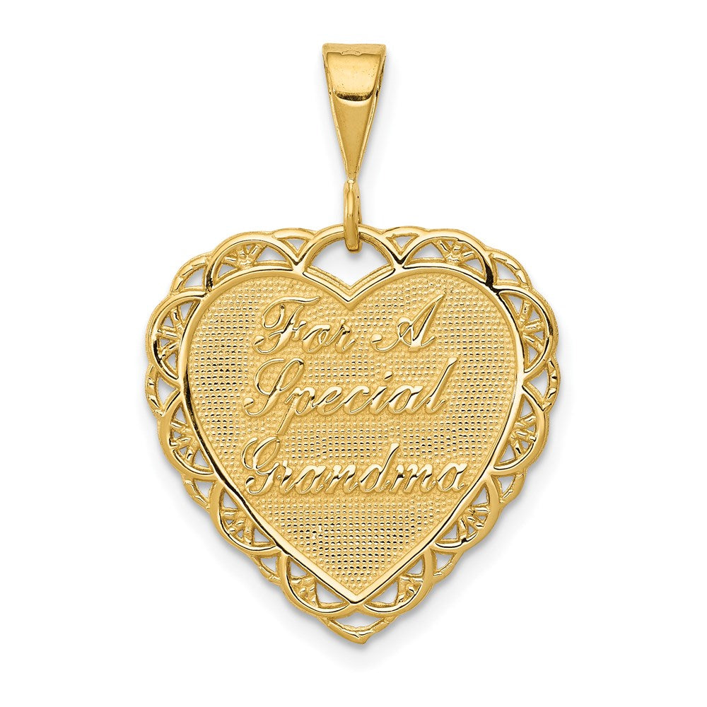 14k Reversible FOR A SPECIAL GRANDMA / SO MANY HEARTS Pendant, 19 x 19 mm