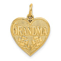 14k GRANDMA Heart Charm, 21 x 16 mm