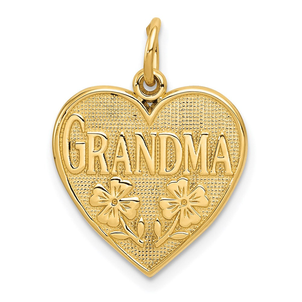 14k GRANDMA Heart Charm, 21 x 16 mm