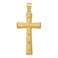 14K Satin and Diamond -Cut Cross Pendant, 50 x 23 mm