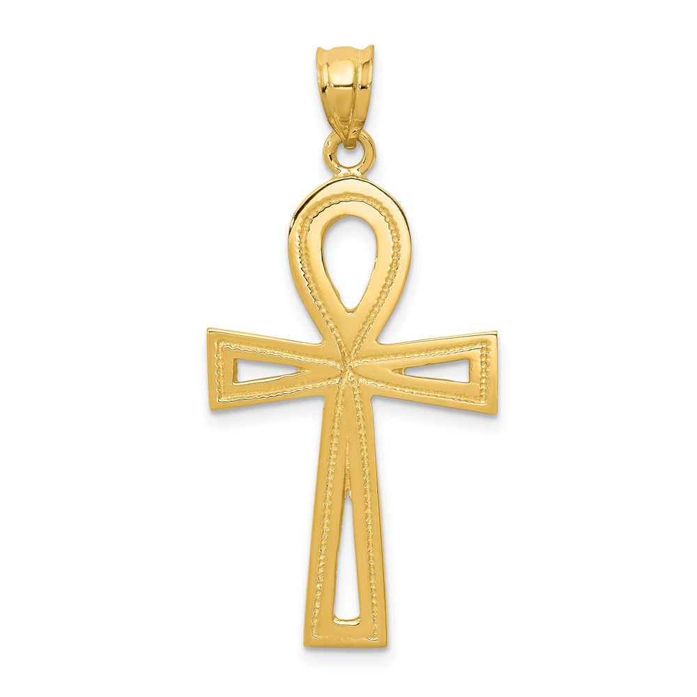 14k Ankh Cross Charm, 39 x 19 mm