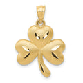 14k Satin Diamond-cut Shamrock Charm, 25 x 15 mm