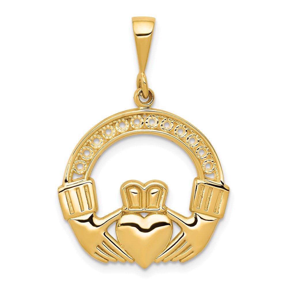 14k Claddagh Pendant, 32 x 21 mm