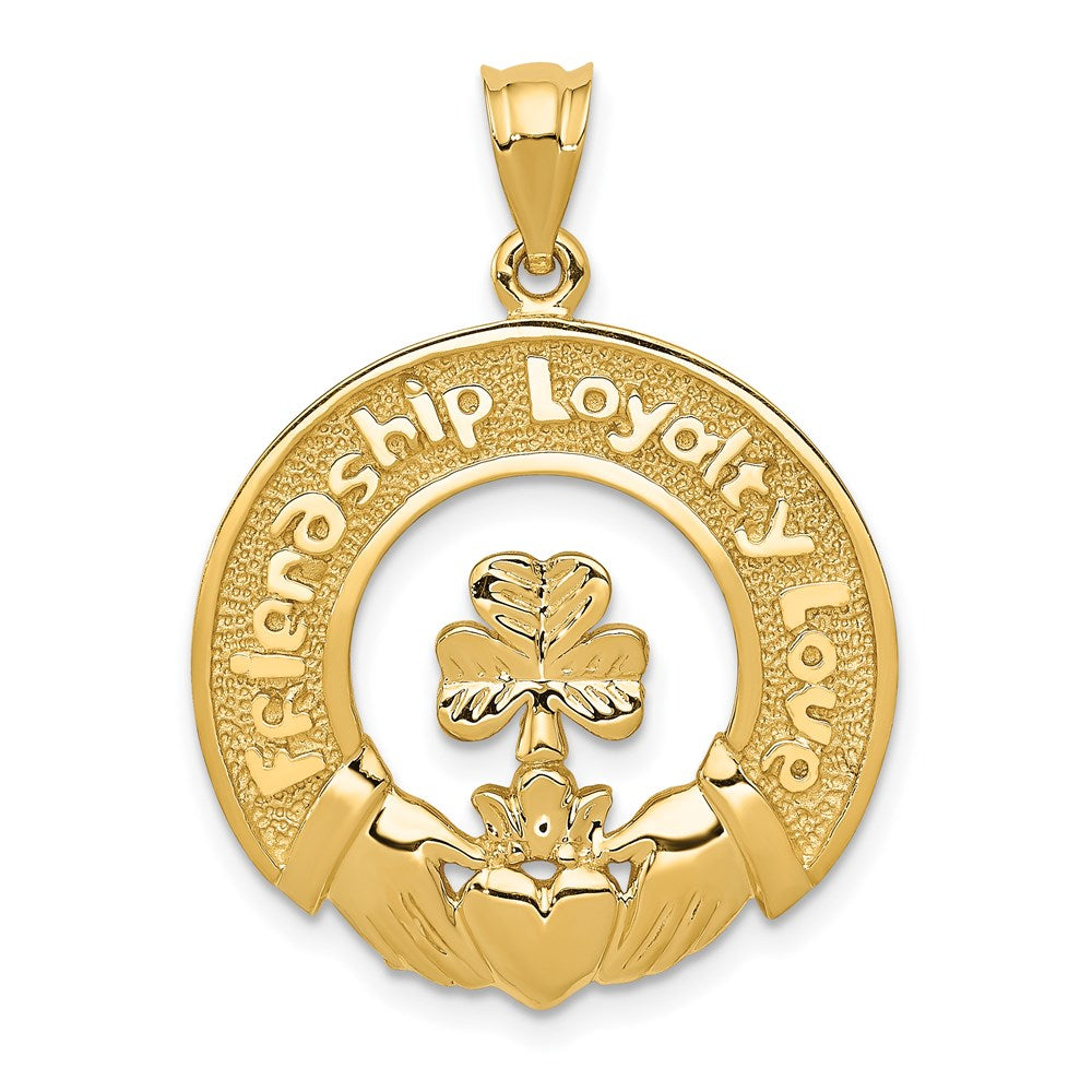 14k FRIENDSHIP LOYALTY LOVE Claddagh Pendant, 31 x 22 mm