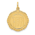 14k RN Registered Nurse Textured Back Disc Charm, 25 x 20 mm