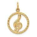 14k Treble Clef in Circle Charm, 21 x 15 mm