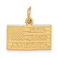 14k GOD BLESS AMERICA Flag Charm, 17 x 16 mm