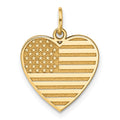 14k Flag Heart Charm, 22 x 16 mm