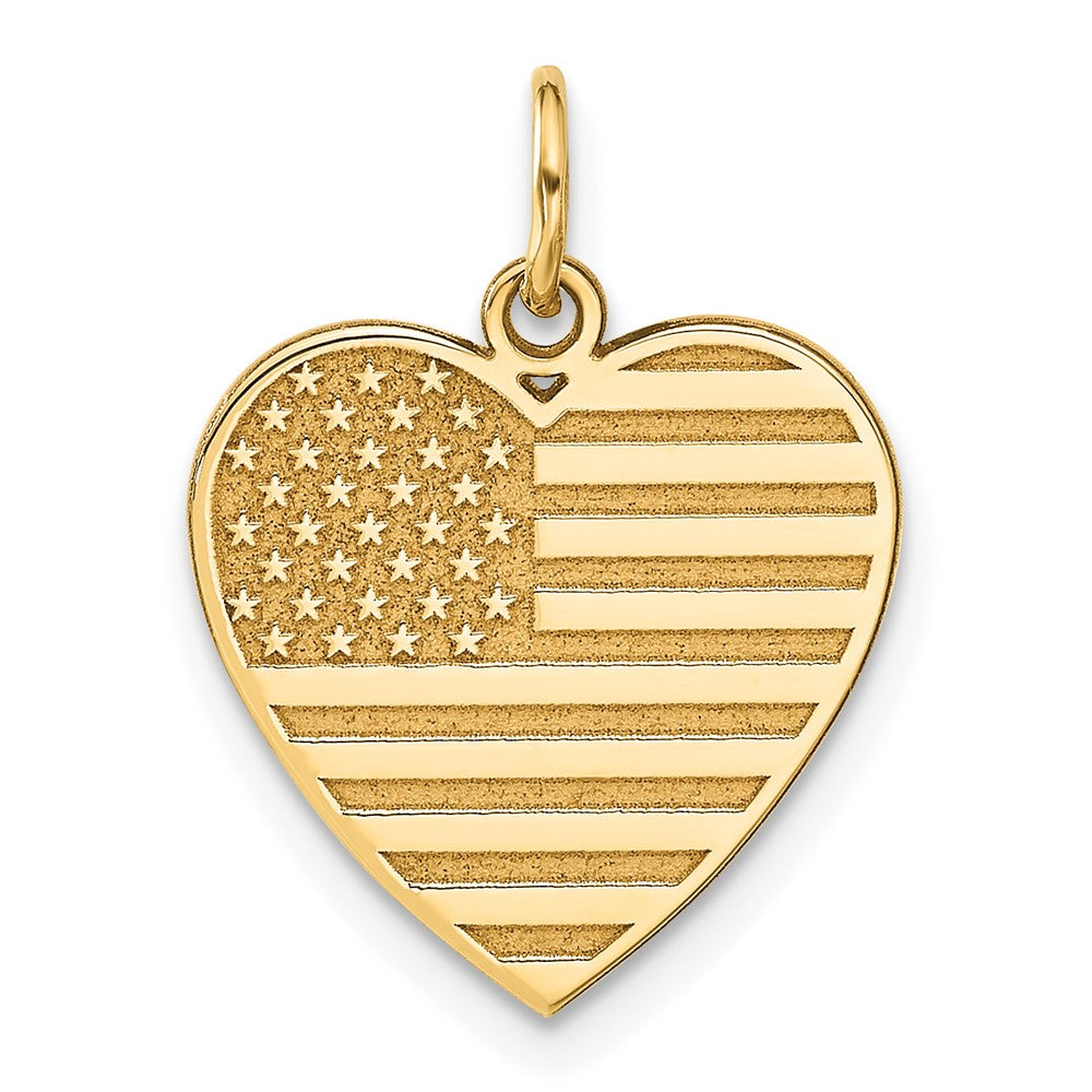 14k Flag Heart Charm, 22 x 16 mm