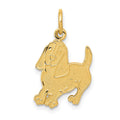 14k Textured Hound Dog Charm, 22 x 13 mm