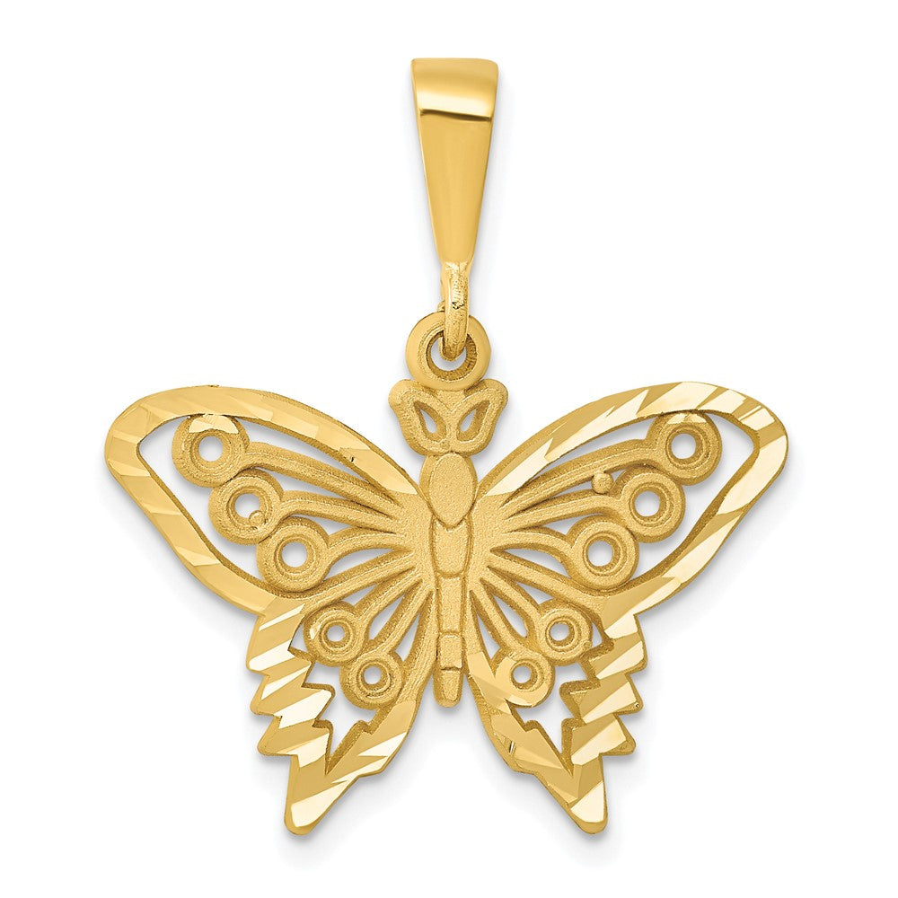 14k Diamond-cut Butterfly Charm, 27.5 x 24 mm