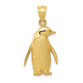 14k Polished and Textured Penguin Charm, 27 x 14 mm