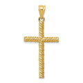14K Twisted Cross Pendant, 37 x 18 mm