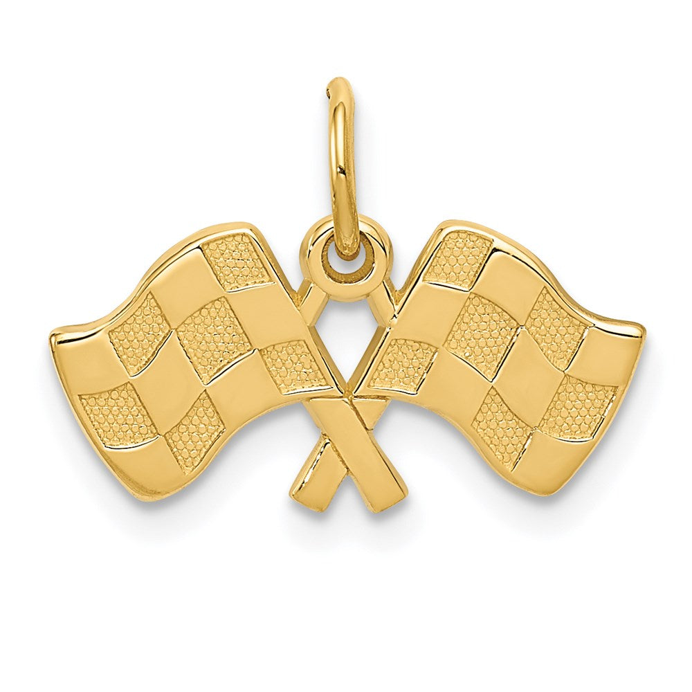 14k Racing Flags Charm, 15 x 19 mm