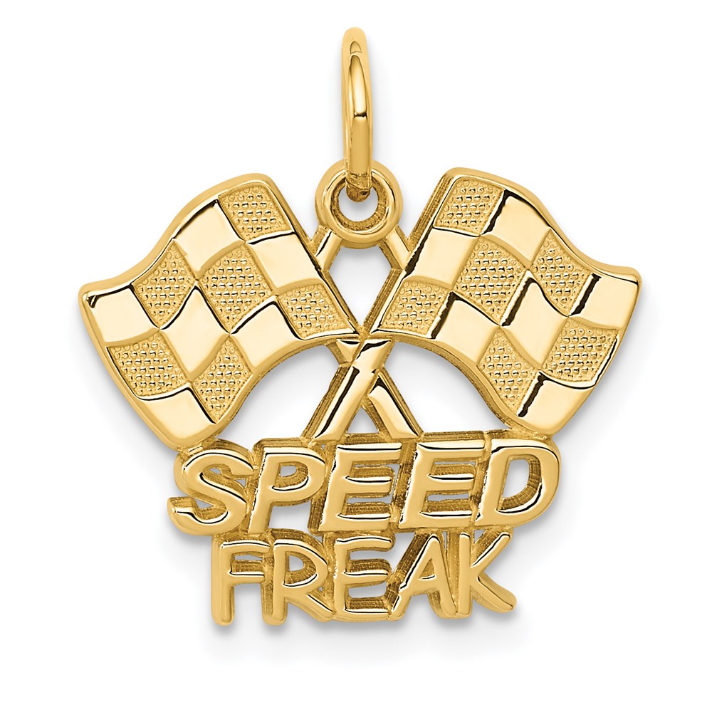 14K Racing Flags SPEED FREAK Charm, 20 x 18 mm