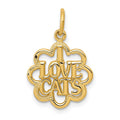 14k I LOVE CATS Charm, 14 x 14 mm