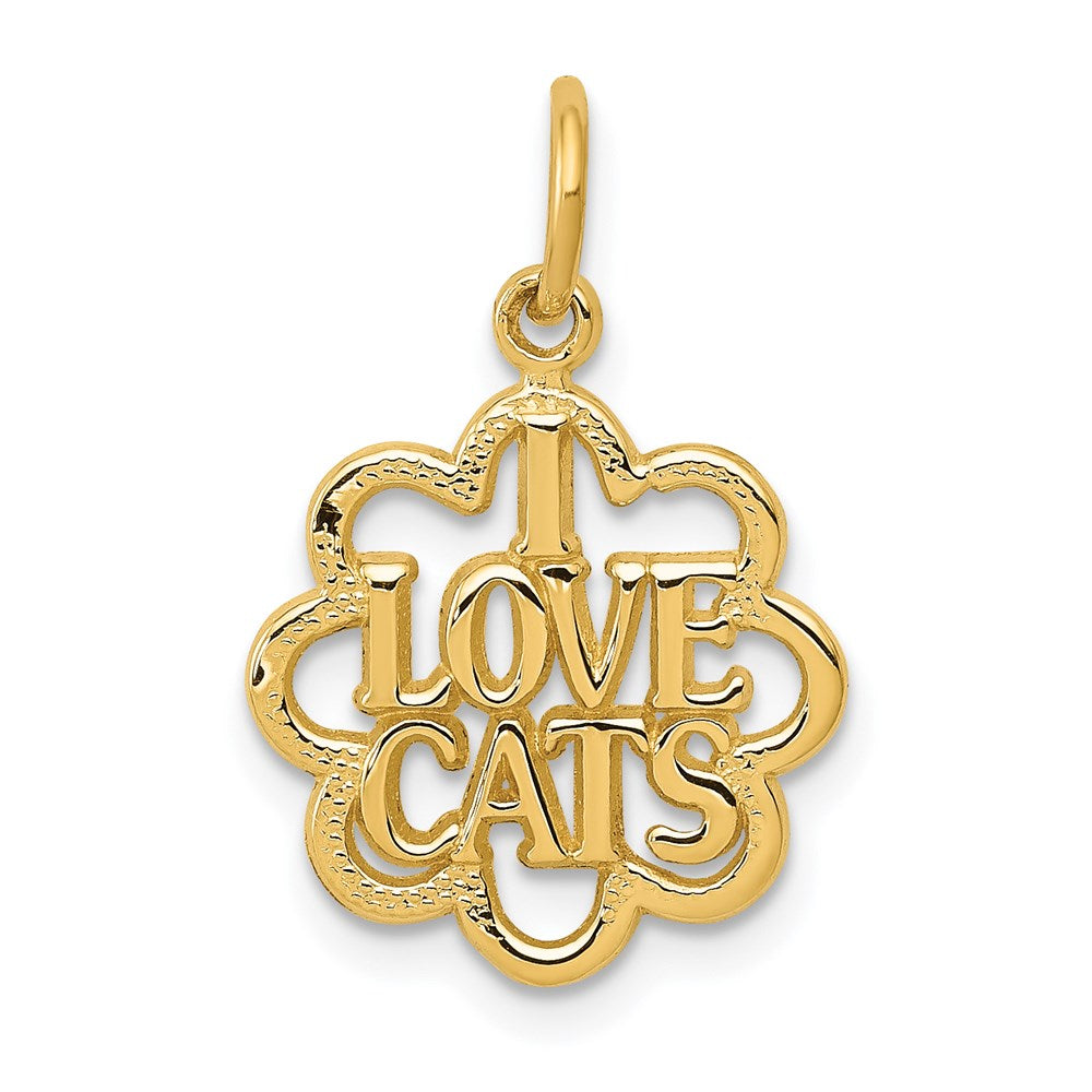 14k I LOVE CATS Charm, 14 x 14 mm