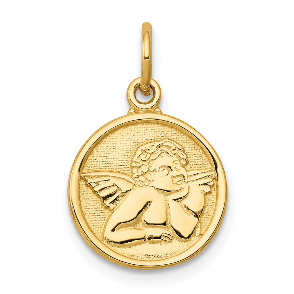 14k Polished Angel Round Charm, 21 x 13 mm