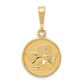14K Polished and Satin Raphael Angel Round Pendant, 29 x 16 mm