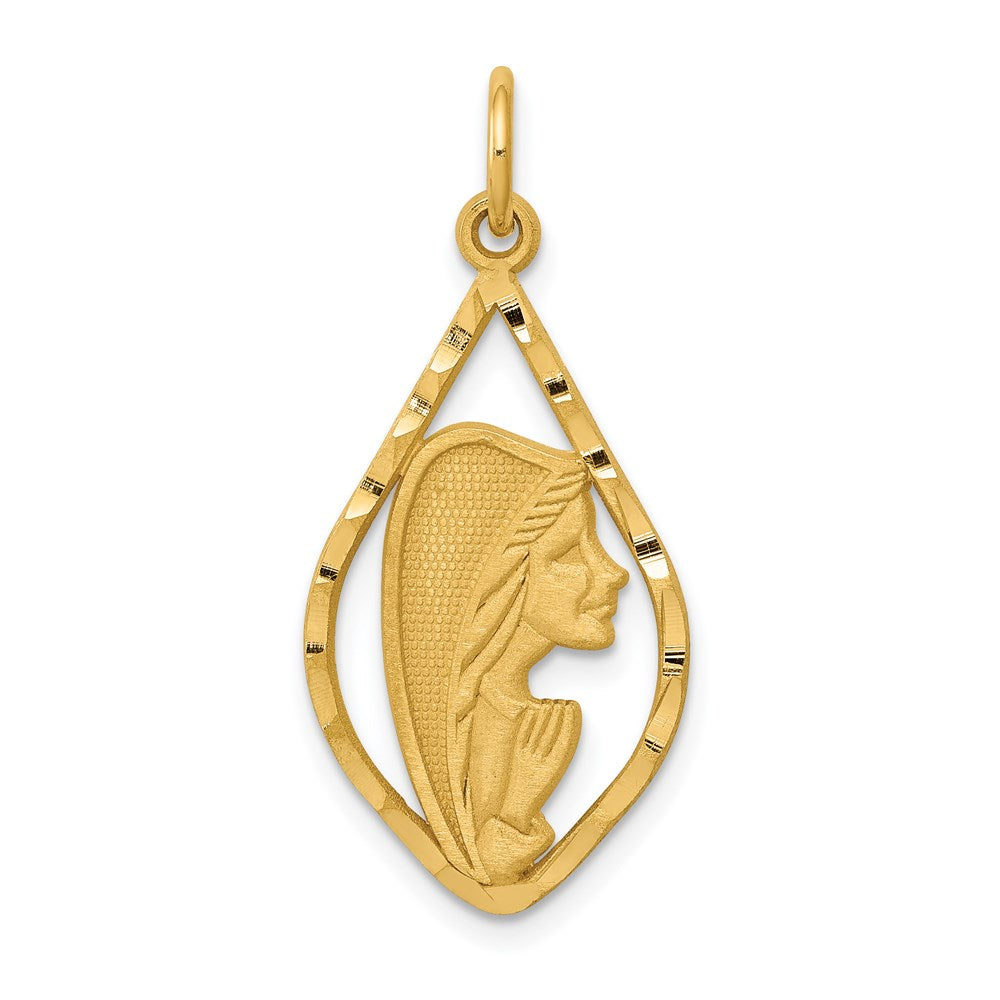 14k Blessed Virgin Mary Charm, 30.75 x 14.5 mm