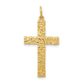 14k Nugget Style Cross Pendant, 39 x 16 mm