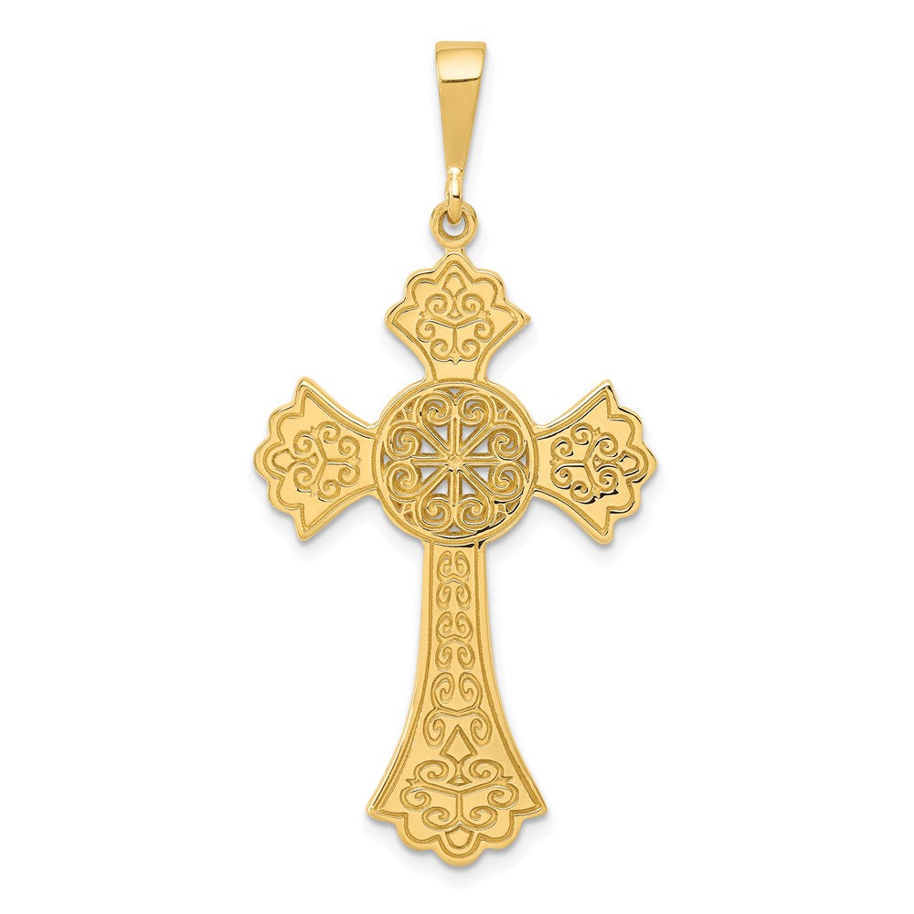 14k Celtic Cross Pendant, 48 x 23 mm