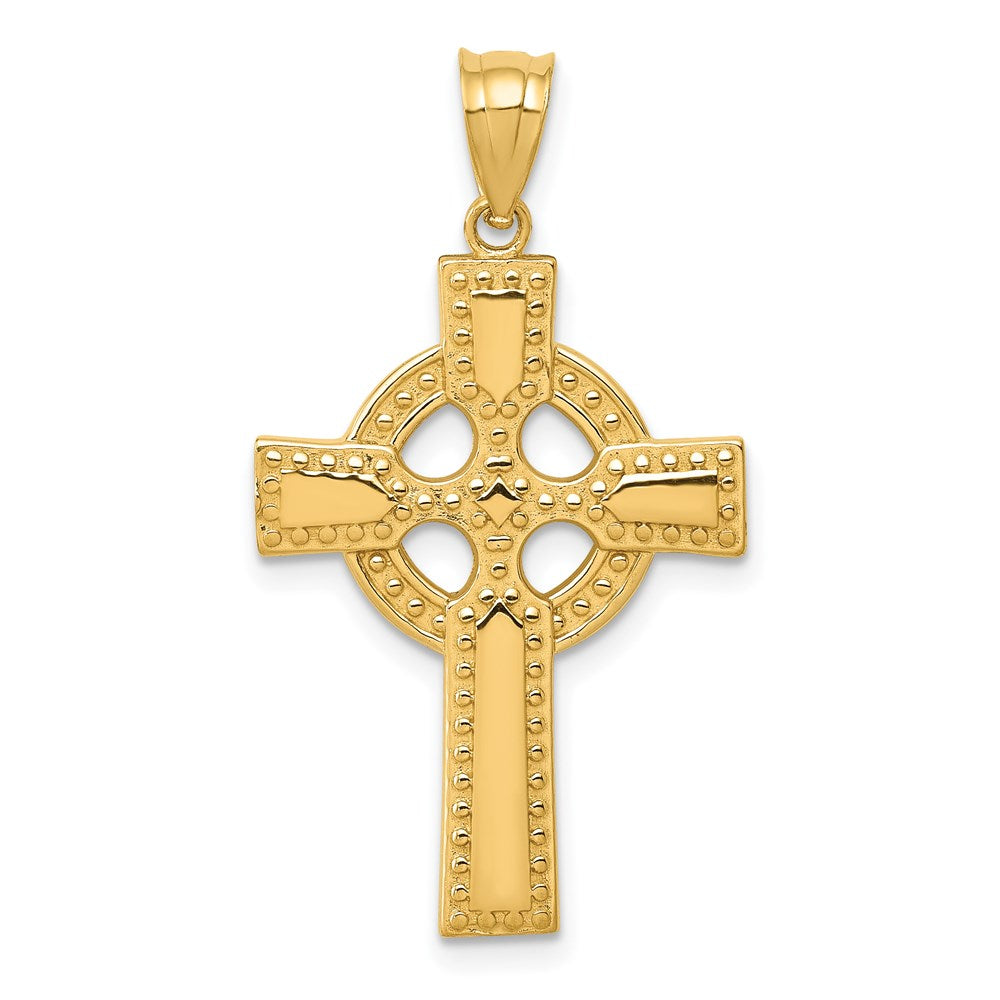 14k Celtic Cross Pendant, 34 x 20 mm