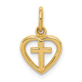 14k Small Cross in Heart Charm, 16 x 10 mm