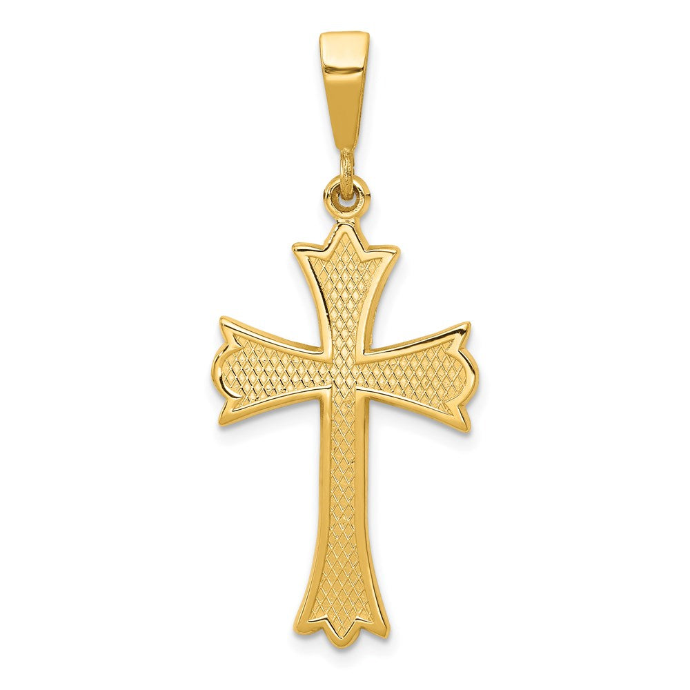 14k Fleur De Lis Cross Pendant, 39 x 17 mm