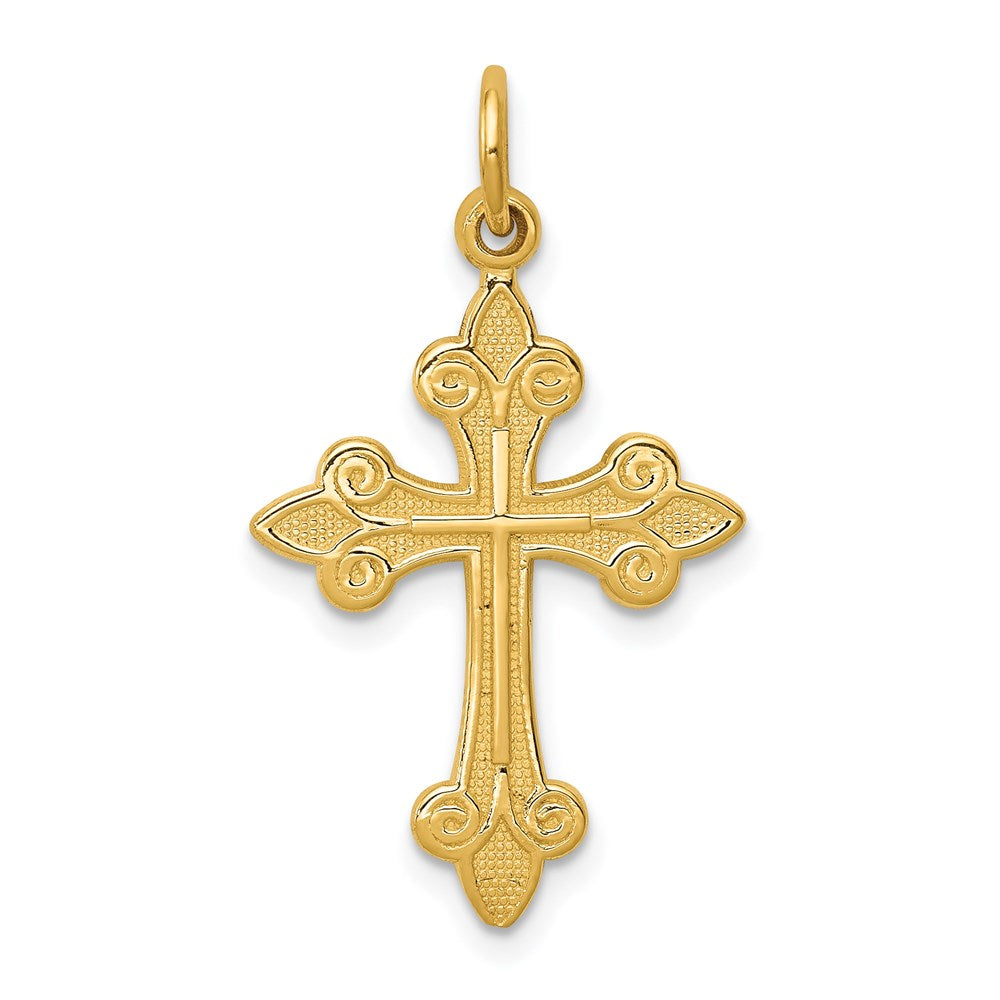 14k Fleur De Lis Cross Pendant, 30 x 16 mm, 1.04 g