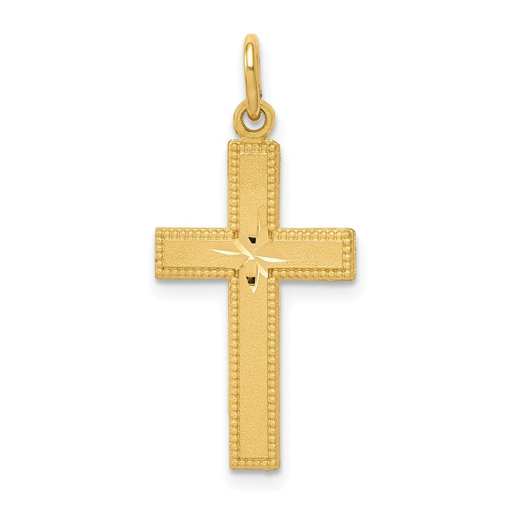14k Diamond-cut Cross Pendant, 27 x 12 mm
