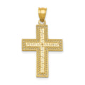14k Greek Key Filigree Cross Pendant, 33 x 18 mm