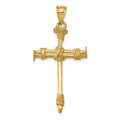 14k Polished Nail Cross Pendant, 40 x 20 mm
