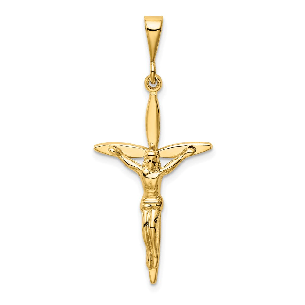 14k Passion Crucifix Pendant, 41 x 18 mm
