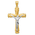 14k Satin Two-tone Crucifix Pendant, 61 x 33 mm