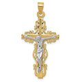 14k Two-tone Diamond-cut Crucifix Pendant, 46 x 22 mm
