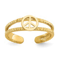 14k Peace Sign Toe Ring, 1.07 g