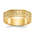 14k Polished and Satin Cross Band, Size 5.75