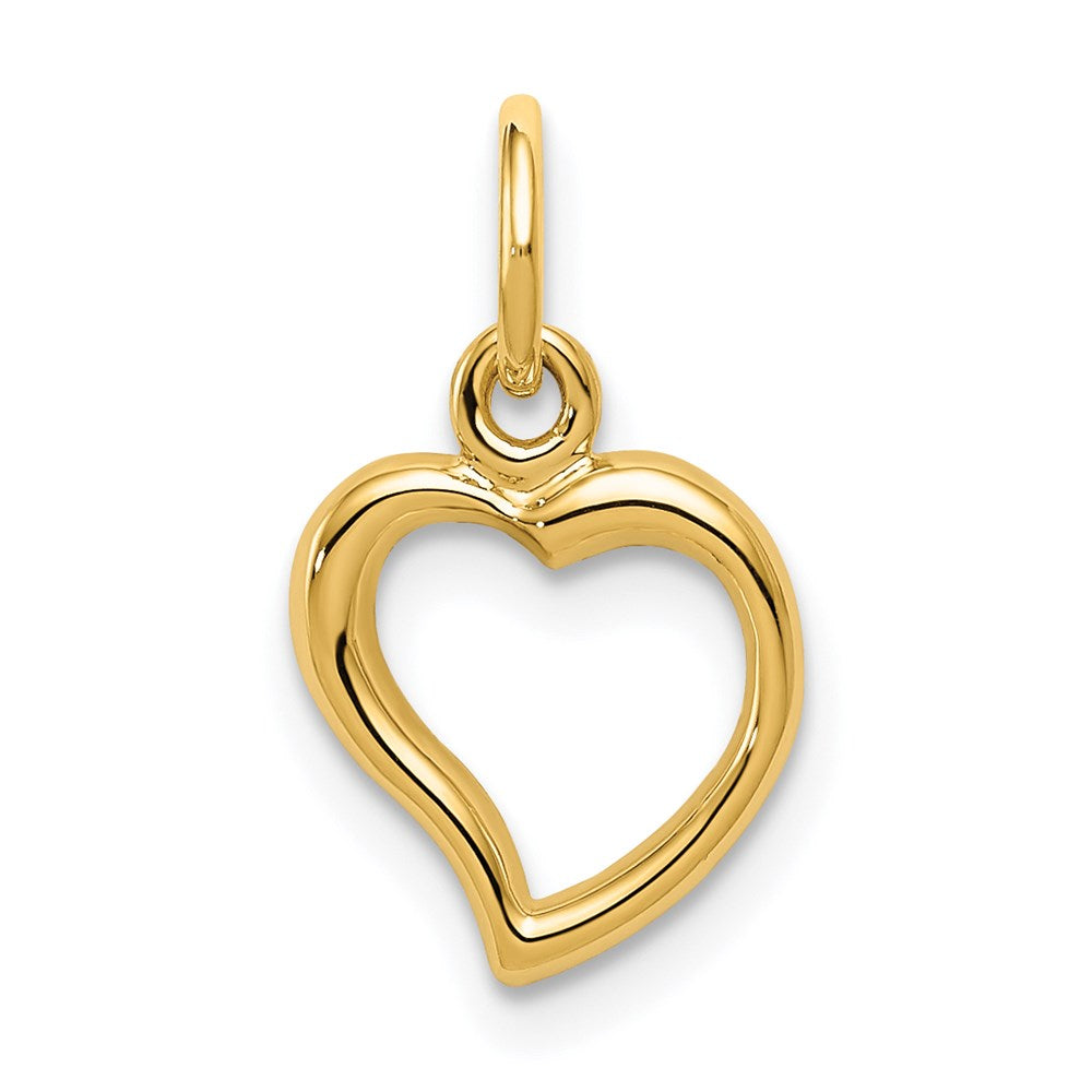 14K Polished Curved Heart Pendant, 16 x 9 mm