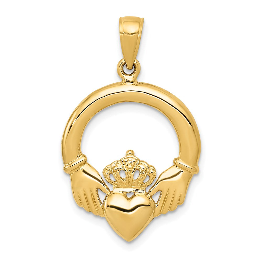 14k Polished Claddagh Pendant, 31 x 20 mm