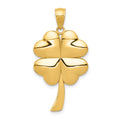 14k Solid Polished 4-Leaf Clover Pendant, 30 x 18 mm