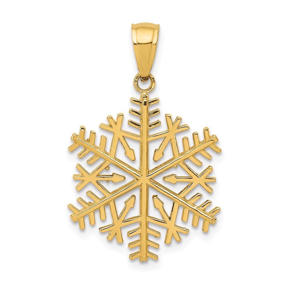14k Polished Snowflake Pendant, 26 x 17 mm