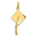 14k Solid Polished 3-D Graduation Cap with Moveable Tassel Pendant, 30 x 15 mm