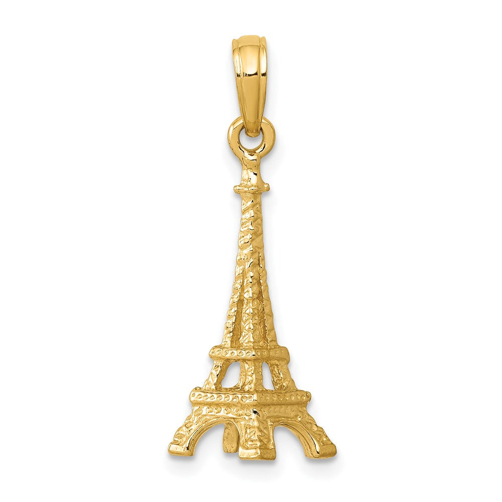 14k Solid Polished 3-D Eiffel Tower Charm, 26.5 x 8 mm