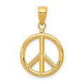 14k 3-D Polished Peace Sign Charm, 25 x 20 mm